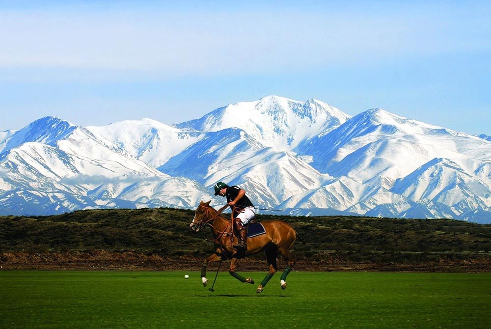 Ver un torneo de Polo en Tupungato Winelands enmarcado por la Cordillera de los Andes.